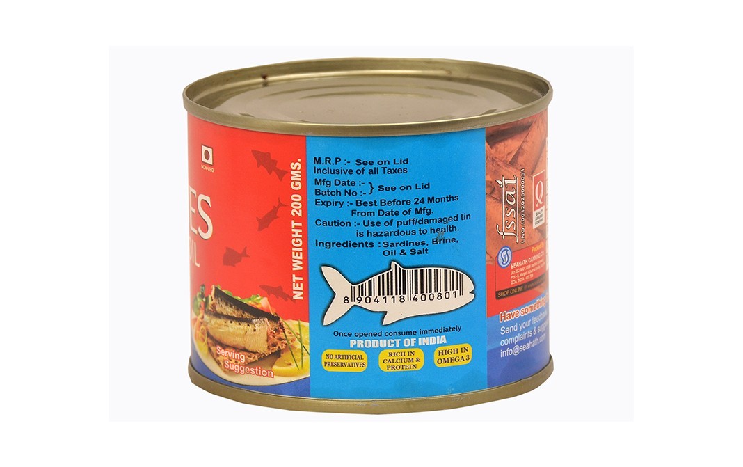 Seahath's Sardines In Brine & Oil    Tin  200 grams